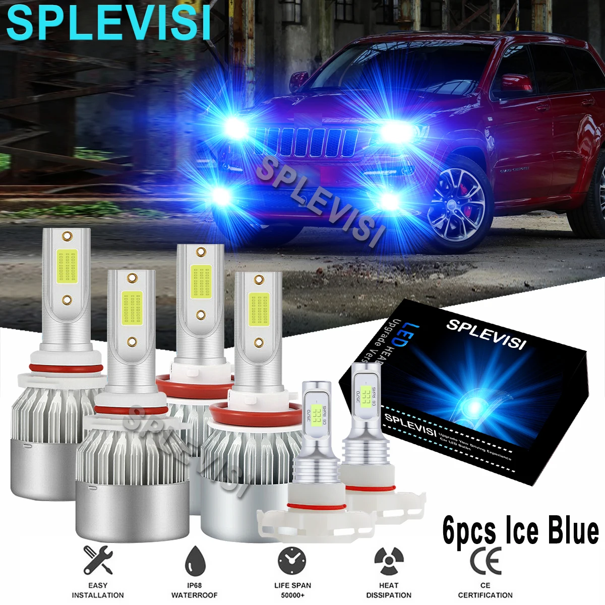 6PCS Ice Blue Car LED Headlight Fog Light Bulbs 8000K Fit For Jeep Grand Cherokee 2011 2012-2013 Chevy Suburban Tahoe 2007-2014
6PCS Ice Blue Car LED Headlight Fog Light Bulbs 8000K Fit For Jeep Grand Cherokee 2011 2012-2013 Chevy Suburban Tahoe 2007-2014