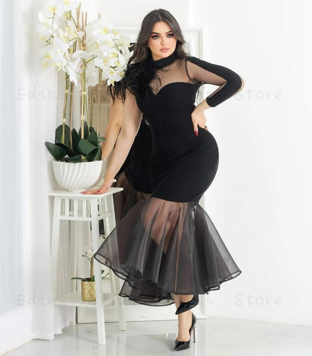 Women's Illusion Long Sleeve Prom Dresses for Evening Party Halter Feathers Mermaid Formal Dress Plus Size Tea-Length vestidos
Women's Illusion Long Sleeve Prom Dresses for Evening Party Halter Feathers Mermaid Formal Dress Plus Size Tea-Length vestidos