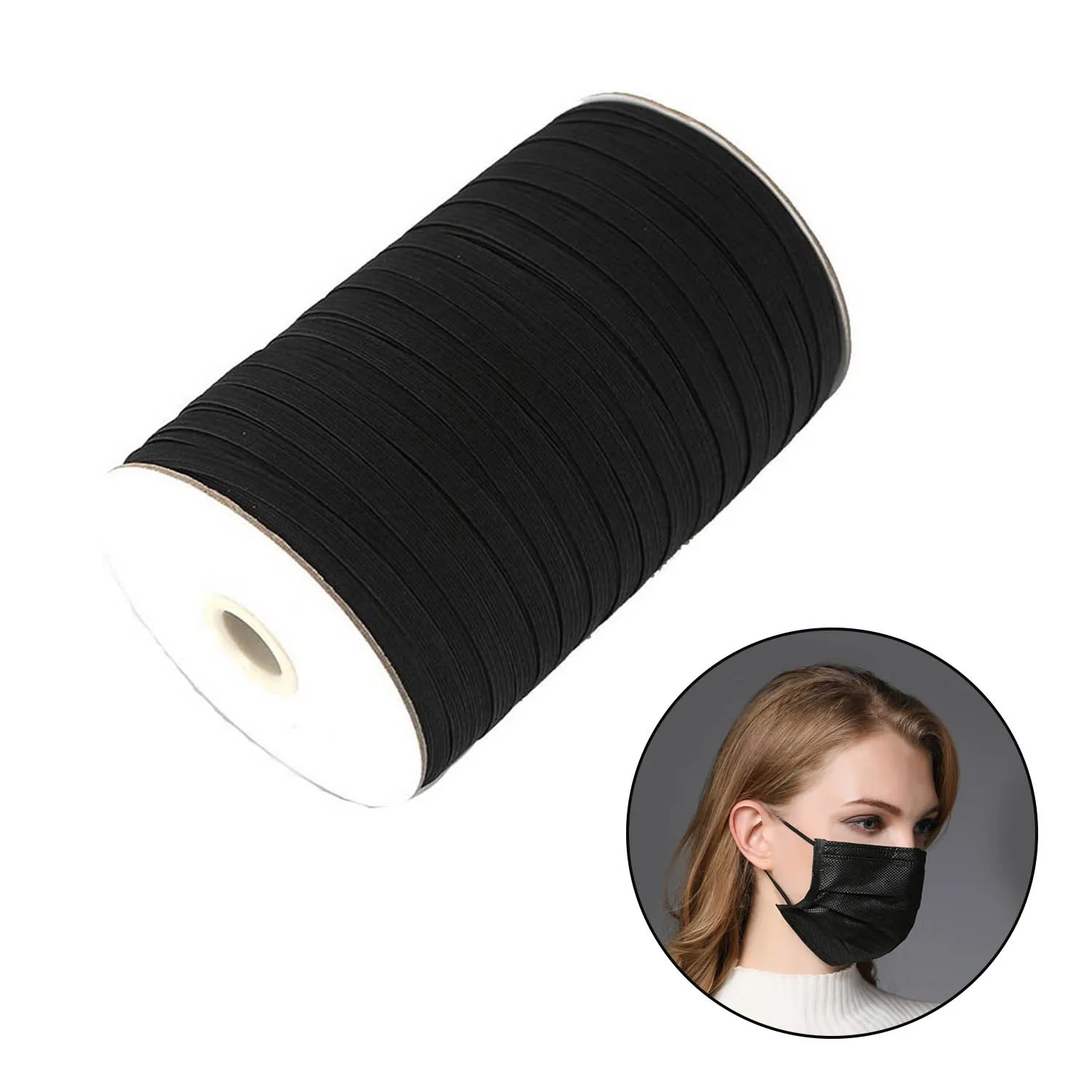 200 Yard 5mm Width Stretchy Flat Elastic Bands Cord Ear Tie String Rope for DIY Clothes Earloop Sewing Handmade Crafting Black
200 Yard 5mm Width Stretchy Flat Elastic Bands Cord Ear Tie String Rope for DIY Clothes Earloop Sewing Handmade Crafting Black