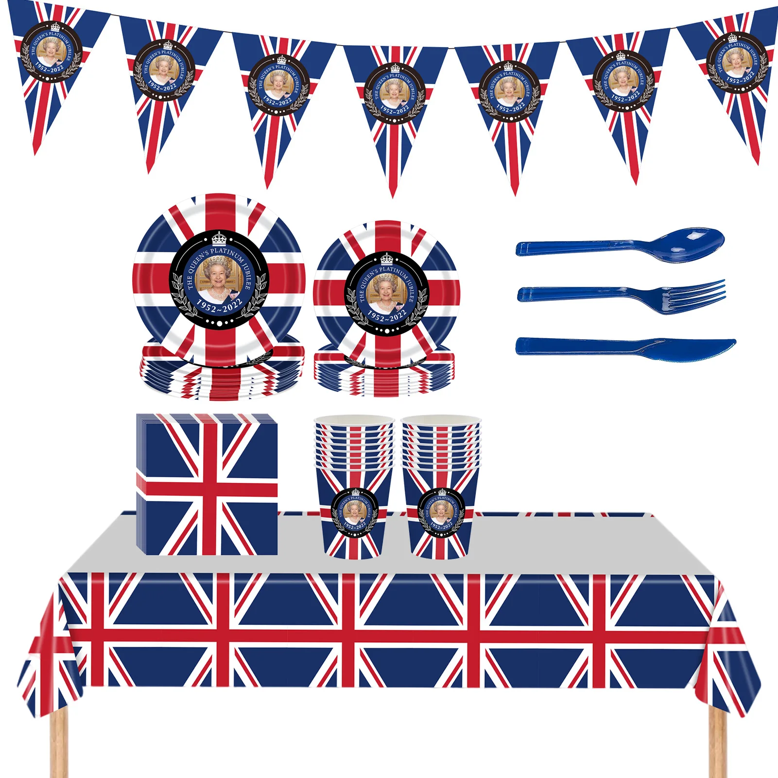 118Pcs British Flag Tableware Kit Union Jack Plates And Cups And Napkins Kit Union Jack Napkin/Cup/Table Cover/Plate Serviettes
118Pcs British Flag Tableware Kit Union Jack Plates And Cups And Napkins Kit Union Jack Napkin/Cup/Table Cover/Plate Serviettes