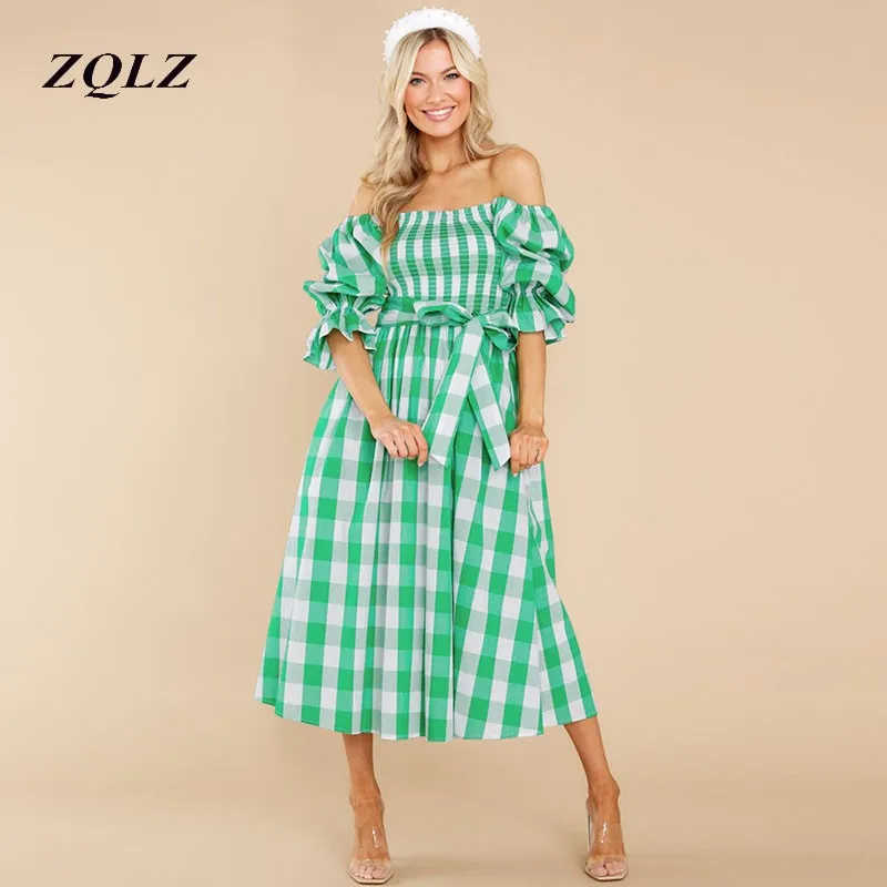 ZQLZ Summer Dress For Women Causal Chic Long Boho Dress Slim Fit One Line Neck Off Shoulder Plaid Print Beach Sundress 2022 New
ZQLZ Summer Dress For Women Causal Chic Long Boho Dress Slim Fit One Line Neck Off Shoulder Plaid Print Beach Sundress 2022 New
