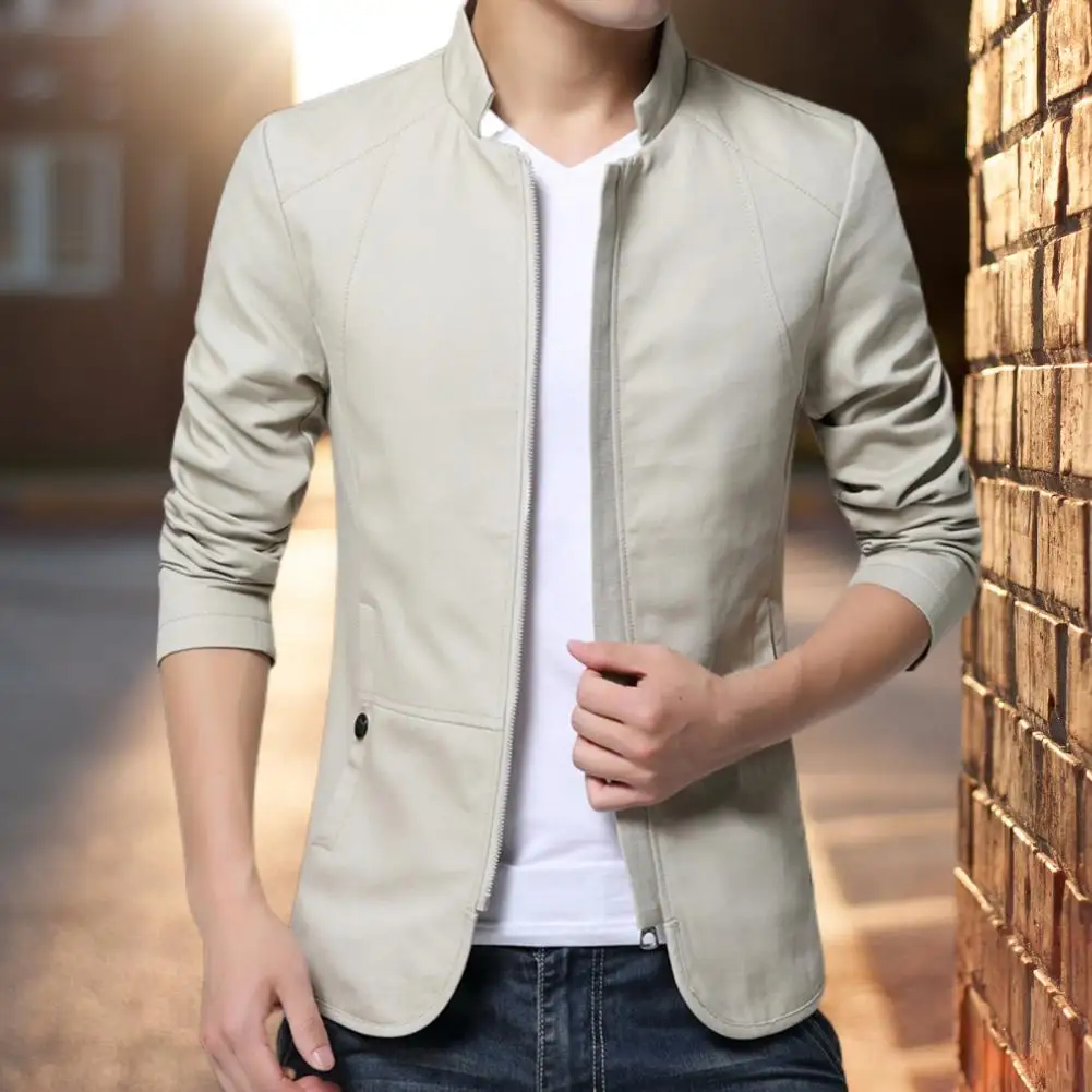 Spring Autumn Solid Color Men Jacket Slim Fit Long Sleeve Zipper Stand Collar Jacket Temperament Breathable Men Outerwear 2022
Spring Autumn Solid Color Men Jacket Slim Fit Long Sleeve Zipper Stand Collar Jacket Temperament Breathable Men Outerwear 2022