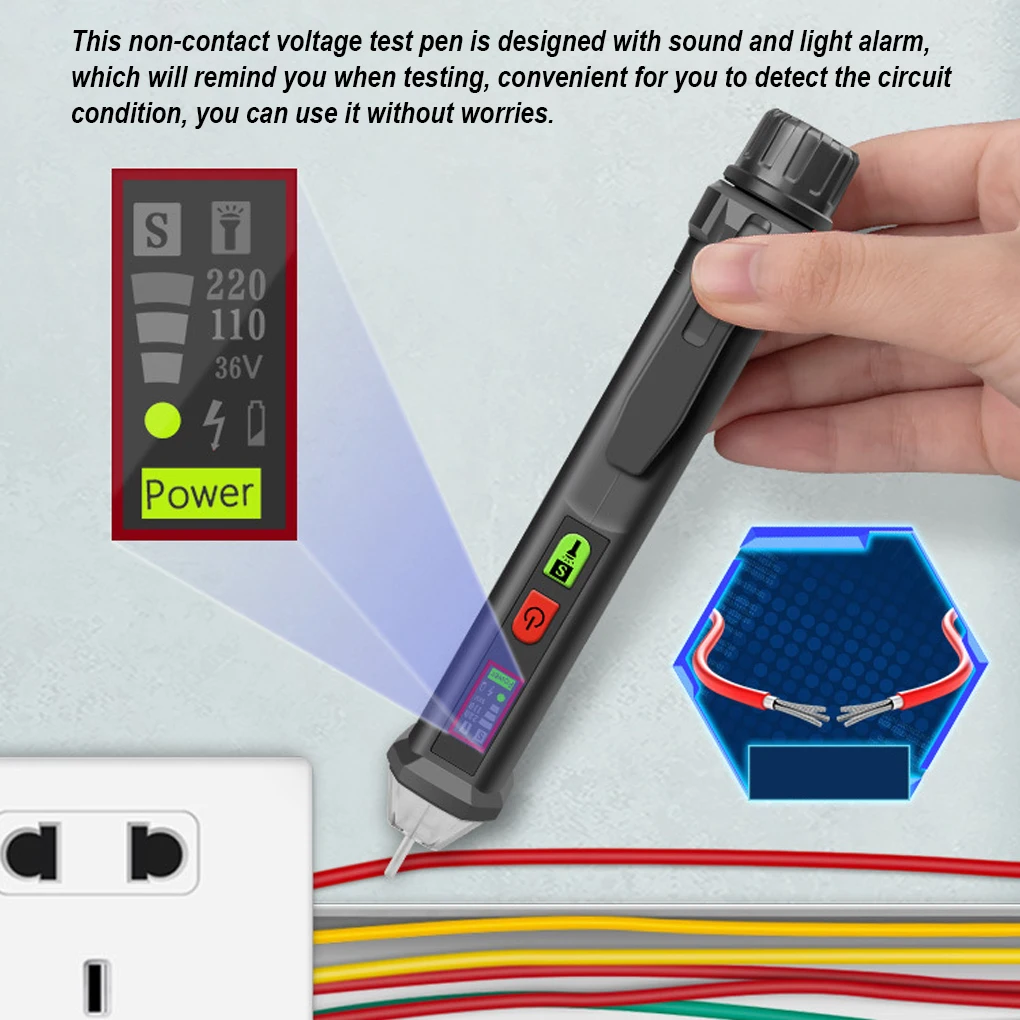 Non Contact Test Pen Light Sound Alarm 12-1000V AC Voltage Tester Detector Electricity Meter with LED Indicator
Non Contact Test Pen Light Sound Alarm 12-1000V AC Voltage Tester Detector Electricity Meter with LED Indicator