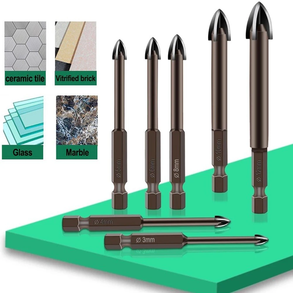 7pcs 3/4/5/6/8/10/12mm Drill Bit Carbide Drilling Tool 1/4" Hex Cross Tile Bits 4 Cutting Edges Hand Electric Drills Woodworking
7pcs 3/4/5/6/8/10/12mm Drill Bit Carbide Drilling Tool 1/4" Hex Cross Tile Bits 4 Cutting Edges Hand Electric Drills Woodworking