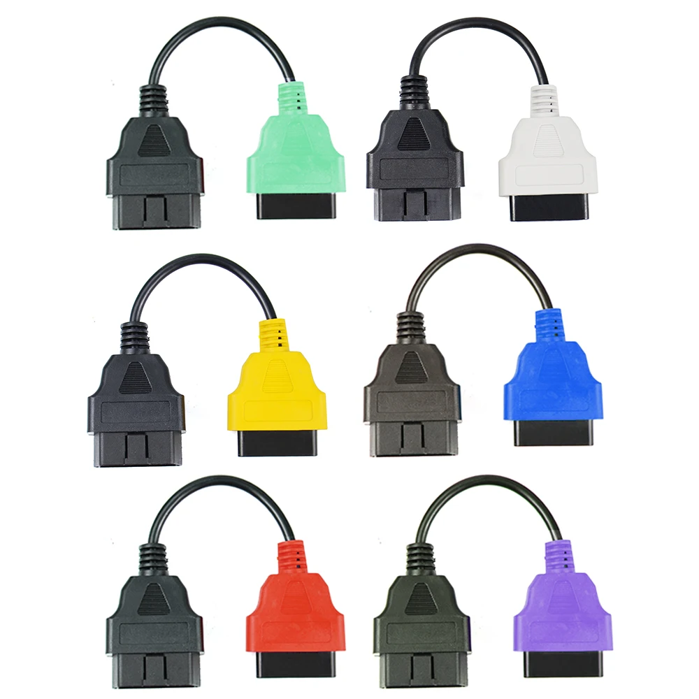 

6 Color/set Auto OBD2 Connector Diagnostic Adapter Cable for FiatECUScan and ecu scan for Fi-at Al-fa Ro-meo and for Lan-cia