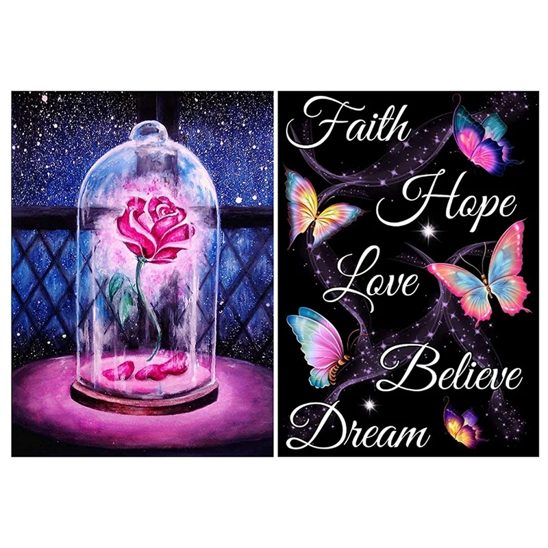 2 Pack Diamond Painting Diamond Embroidery Round Resin Diamond Cross Stitch Home Wall Decor 30X40cm Butterflies And Rose 
2 Pack Diamond Painting Diamond Embroidery Round Resin Diamond Cross Stitch Home Wall Decor 30X40cm Butterflies And Rose