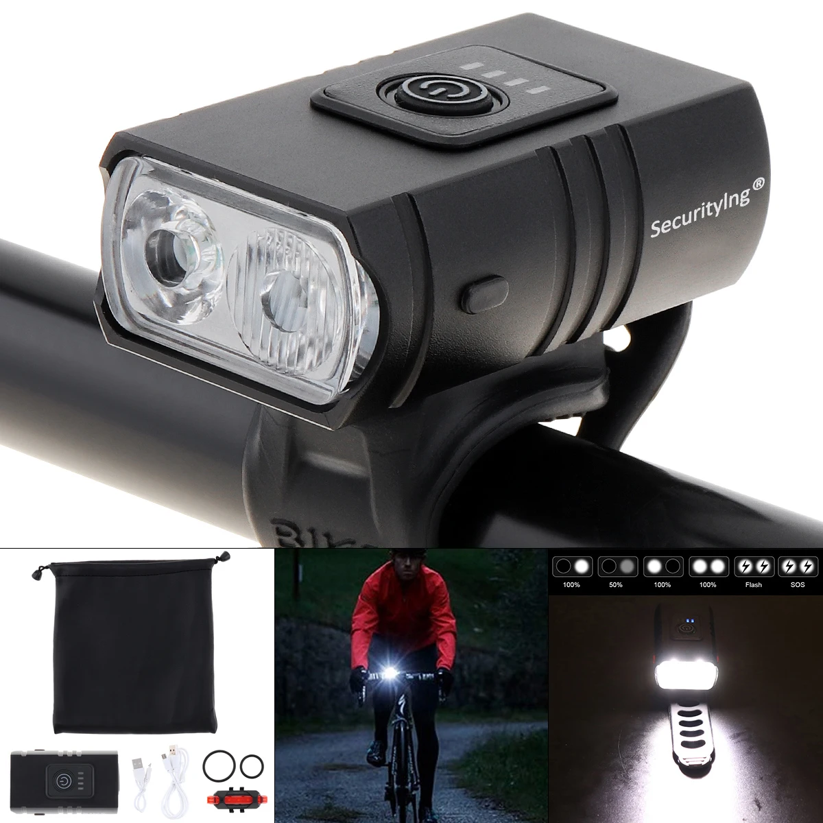 Waterproof 2 XML T6 LED Bicycle Light 1000 Lumens USB Rechargeable Mountain Bike Front Headlight Taillight 6 Modes Power Display
Waterproof 2 XML T6 LED Bicycle Light 1000 Lumens USB Rechargeable Mountain Bike Front Headlight Taillight 6 Modes Power Display