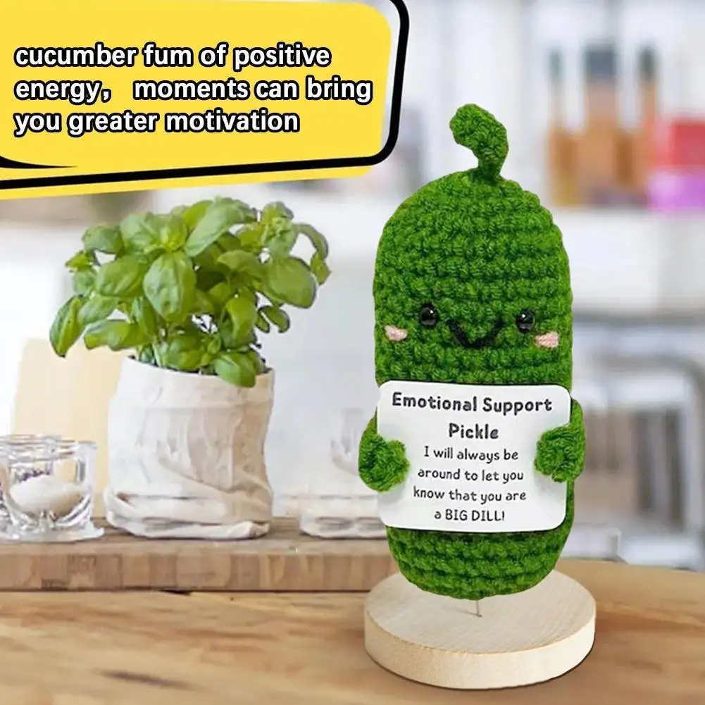 

Handmade Emotional Support Pickled Cucumber Gift Crochetemotional Support Cucumber Positive Energy Knitt Card Decoration Doll