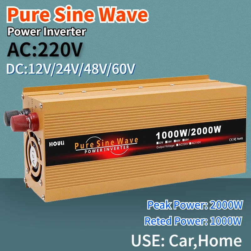 Inverter 2000W Pure Sine Wave DC 12V 24V 48V 60V To AC 220V Converter Car Solar Power Inverter Voltage Transformer LED Display
Inverter 2000W Pure Sine Wave DC 12V 24V 48V 60V To AC 220V Converter Car Solar Power Inverter Voltage Transformer LED Display