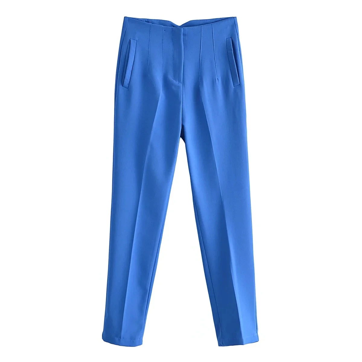 Withered 2022 England Style Fashion High Waist Pleated Pure Blue Color Straight Pants Women Simple Casual Trousers Ankle Pants
Withered 2022 England Style Fashion High Waist Pleated Pure Blue Color Straight Pants Women Simple Casual Trousers Ankle Pants