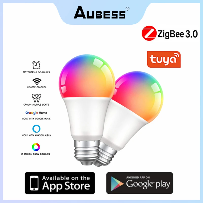 

Умсветильник лампа Zigbess 3,0, 18 Вт, B22, E27, светодиодная лампа RGB, работает с Alexa/Google Home, RGB +, функция регулировки яркости белого света, цветная ламп...