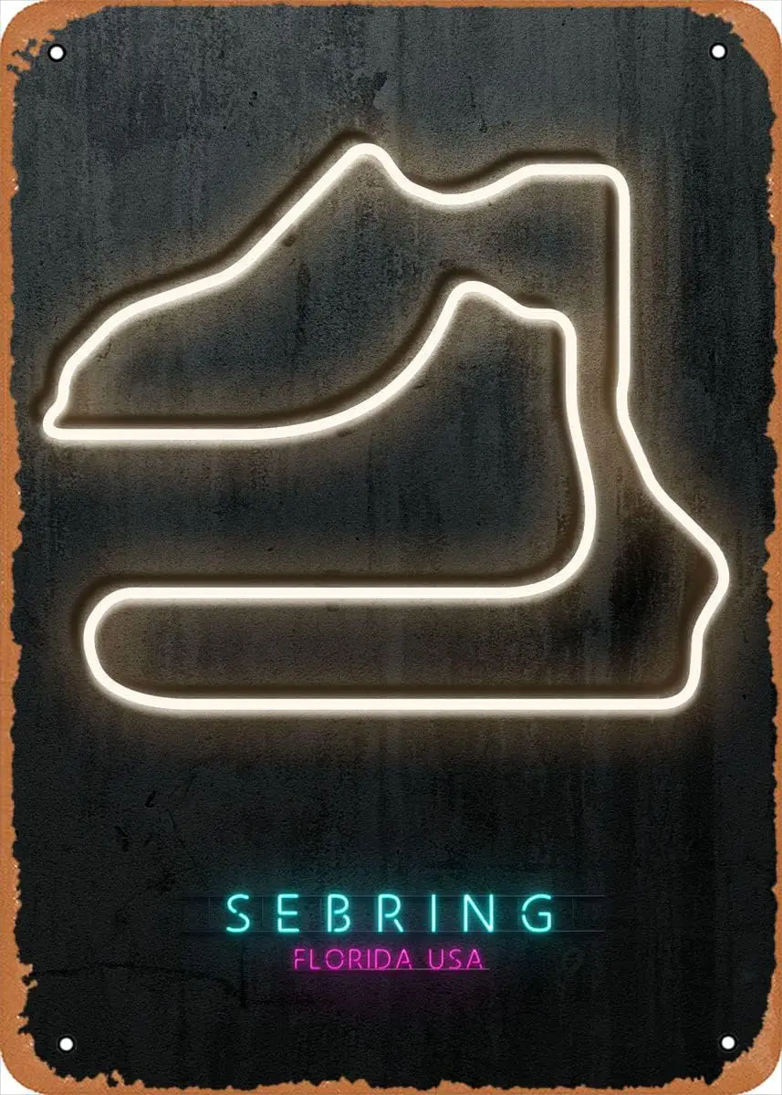 Ysrseu Sebrng Rcewy Metl Tn Sgn 8x12 n Formul One Neon rt Mps Vntge Плакат Mn Cve Decortve