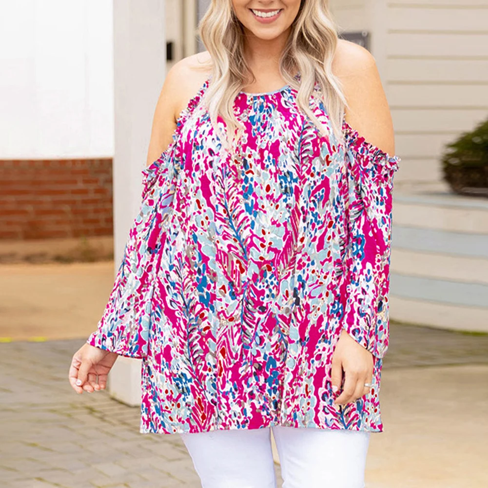 New Holiday Style XL~5XL Women Long Sleeve Blouse Floral Print Cold Shoulder Plus Size Top T-shirt Comfortable And Soft
New Holiday Style XL~5XL Women Long Sleeve Blouse Floral Print Cold Shoulder Plus Size Top T-shirt Comfortable And Soft