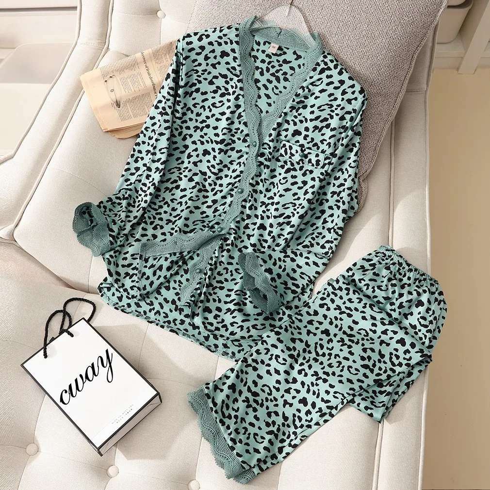 2 Pieces New Pajamas Set for Women Spring Silky Satin Summer Sexy Sleepwear Leopard Nightwear Night Suit Loungewear
2 Pieces New Pajamas Set for Women Spring Silky Satin Summer Sexy Sleepwear Leopard Nightwear Night Suit Loungewear