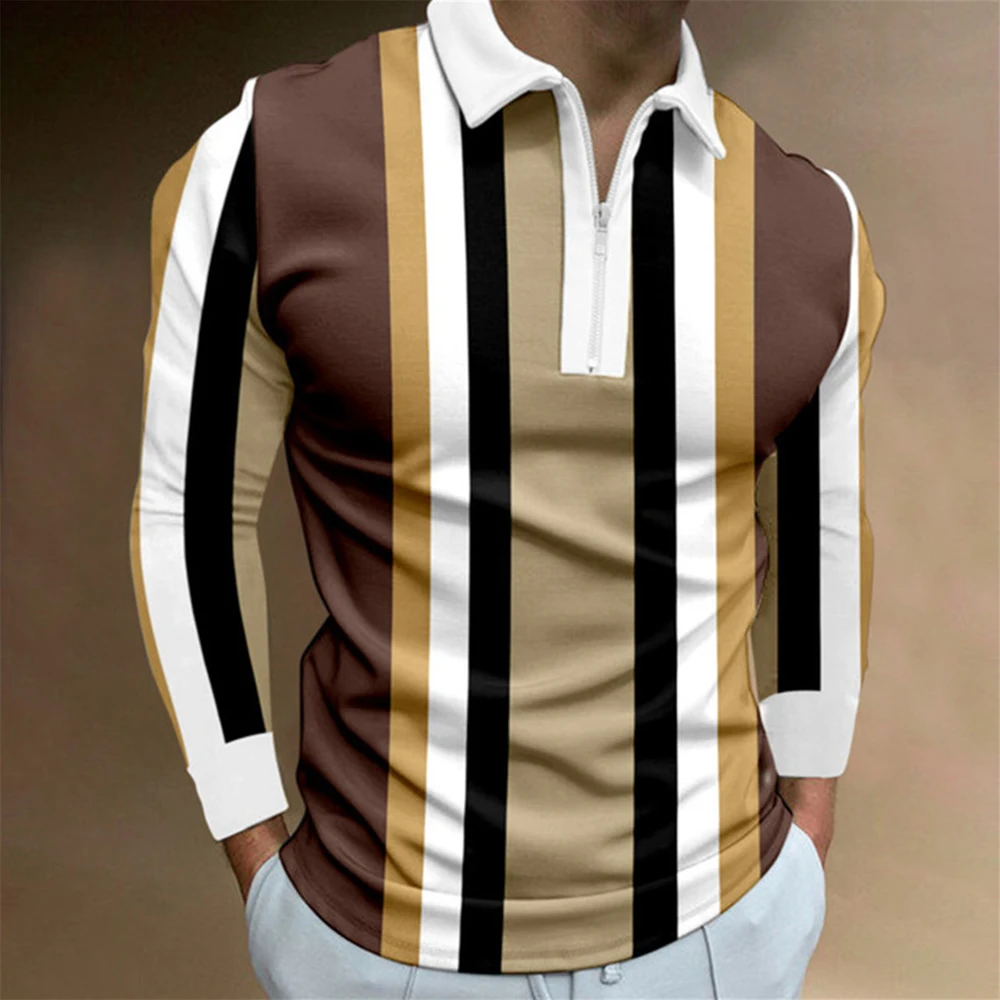 Spring Autumn Mens Striped Polo Shirt Casual Slim Zip Collar Fashion Long Sleeve Business Tee Tops Dress Shirt Male Streetwear
Spring Autumn Mens Striped Polo Shirt Casual Slim Zip Collar Fashion Long Sleeve Business Tee Tops Dress Shirt Male Streetwear