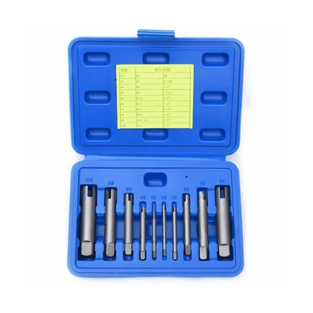 10pcs M4-M22 Broken Head Taps Steel Broken Head Taps Wrench Extractor Drill Bit Nut Tap Extractor Set
10pcs M4-M22 Broken Head Taps Steel Broken Head Taps Wrench Extractor Drill Bit Nut Tap Extractor Set