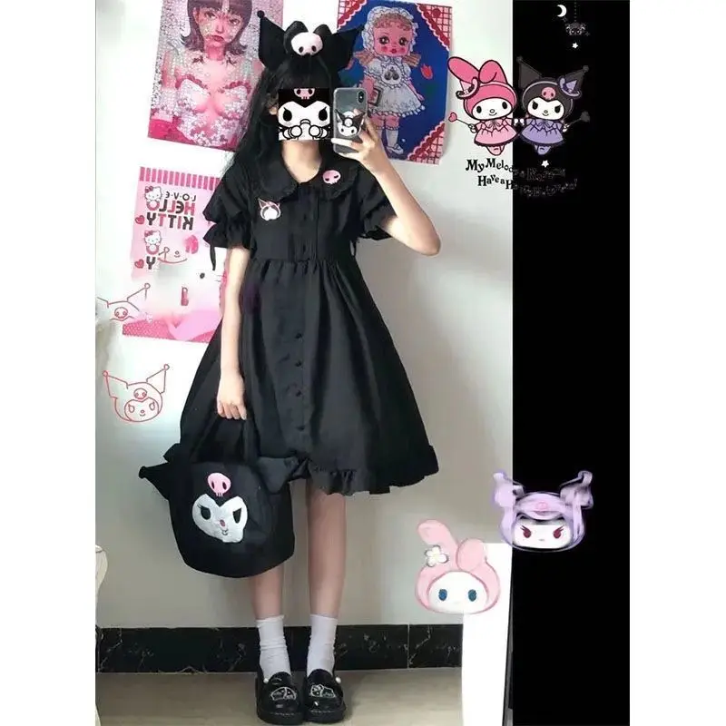 Kawaii Sanrio Kuromi Dress Cute Style Women's Summer Sweet Little Black Dress with Doll Collar and Japanese Tie
Kawaii Sanrio Kuromi Dress Cute Style Women's Summer Sweet Little Black Dress with Doll Collar and Japanese Tie