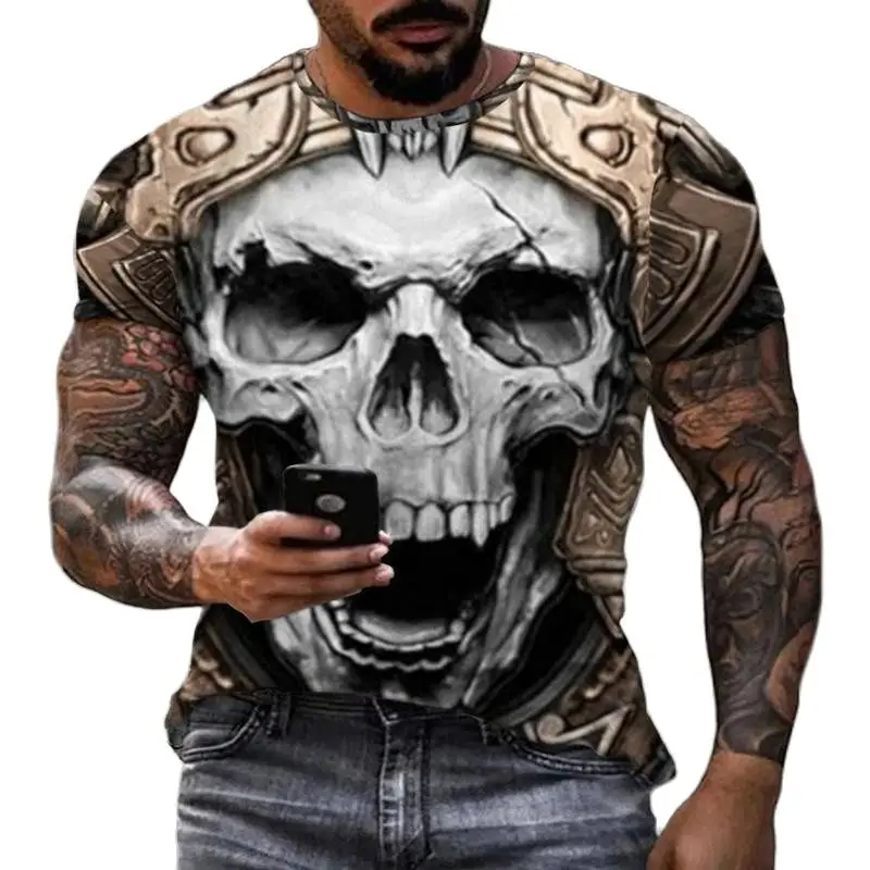 Horror Skull Tattoo 3D Printing Summer New Men's T-shirt Short-sleeved Top Personality Horror Streetwear O-neck
Horror Skull Tattoo 3D Printing Summer New Men's T-shirt Short-sleeved Top Personality Horror Streetwear O-neck