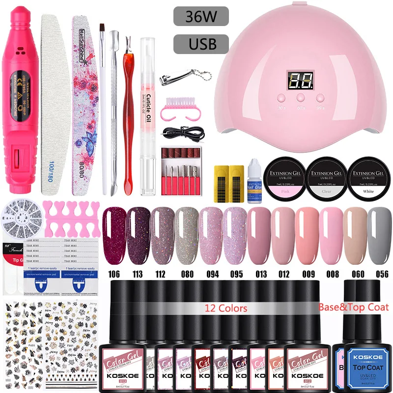 Professional Full UV Manicure Kit Gel Nail Lamp Dryer Gel Nail Polish Set & Electric Nail Drill Nail Led Lamp Art Tools Nail Set
Professional Full UV Manicure Kit Gel Nail Lamp Dryer Gel Nail Polish Set & Electric Nail Drill Nail Led Lamp Art Tools Nail Set