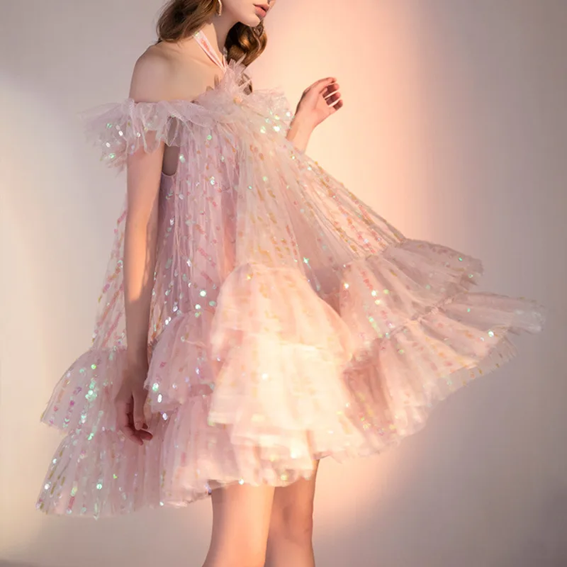 Off Shoulder Summer Dress For Women Pink 2023 Pretty Sequins Ruffles Wedding Party Outfit Halter Luxury Prom Evening Vestidos
Off Shoulder Summer Dress For Women Pink 2023 Pretty Sequins Ruffles Wedding Party Outfit Halter Luxury Prom Evening Vestidos
