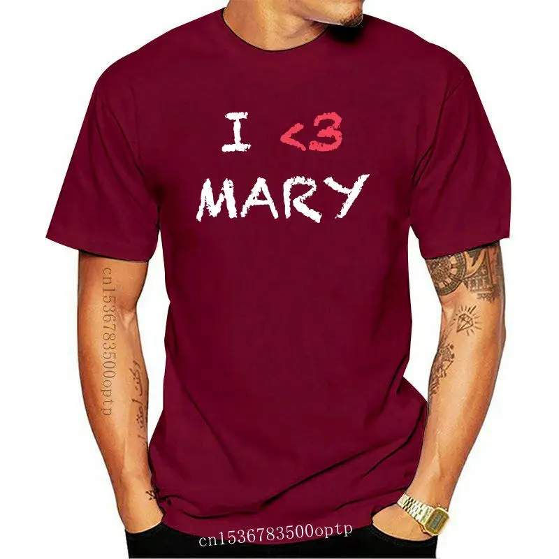 

Camisetas de la Virgen María I Love Mary para hombre, camisas de manga corta 100% de algodón, camiseta transpirable, Camiseta de