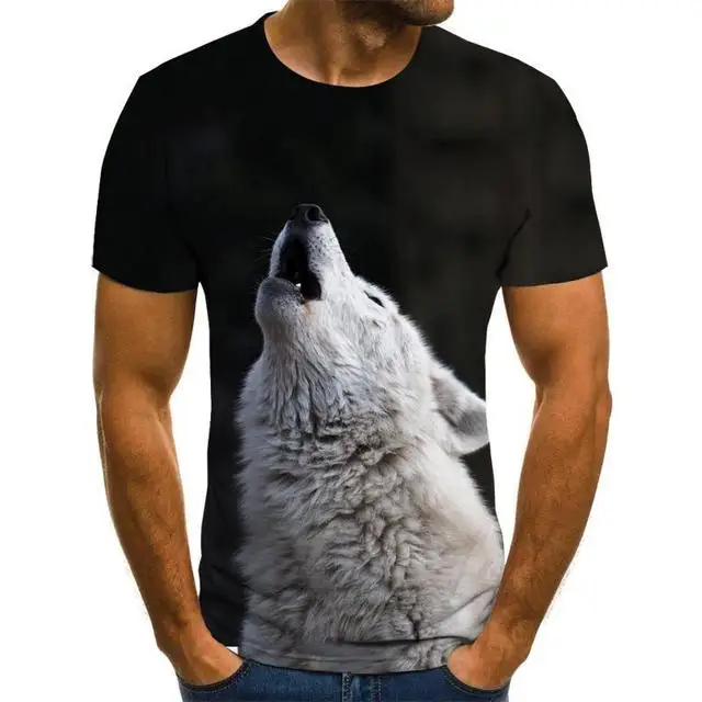 

Мужская футболка с 3D-принтом волка мужская женская модная одежда в стиле хип-хоп топ с коротким рукавом с 3D-принтом орла