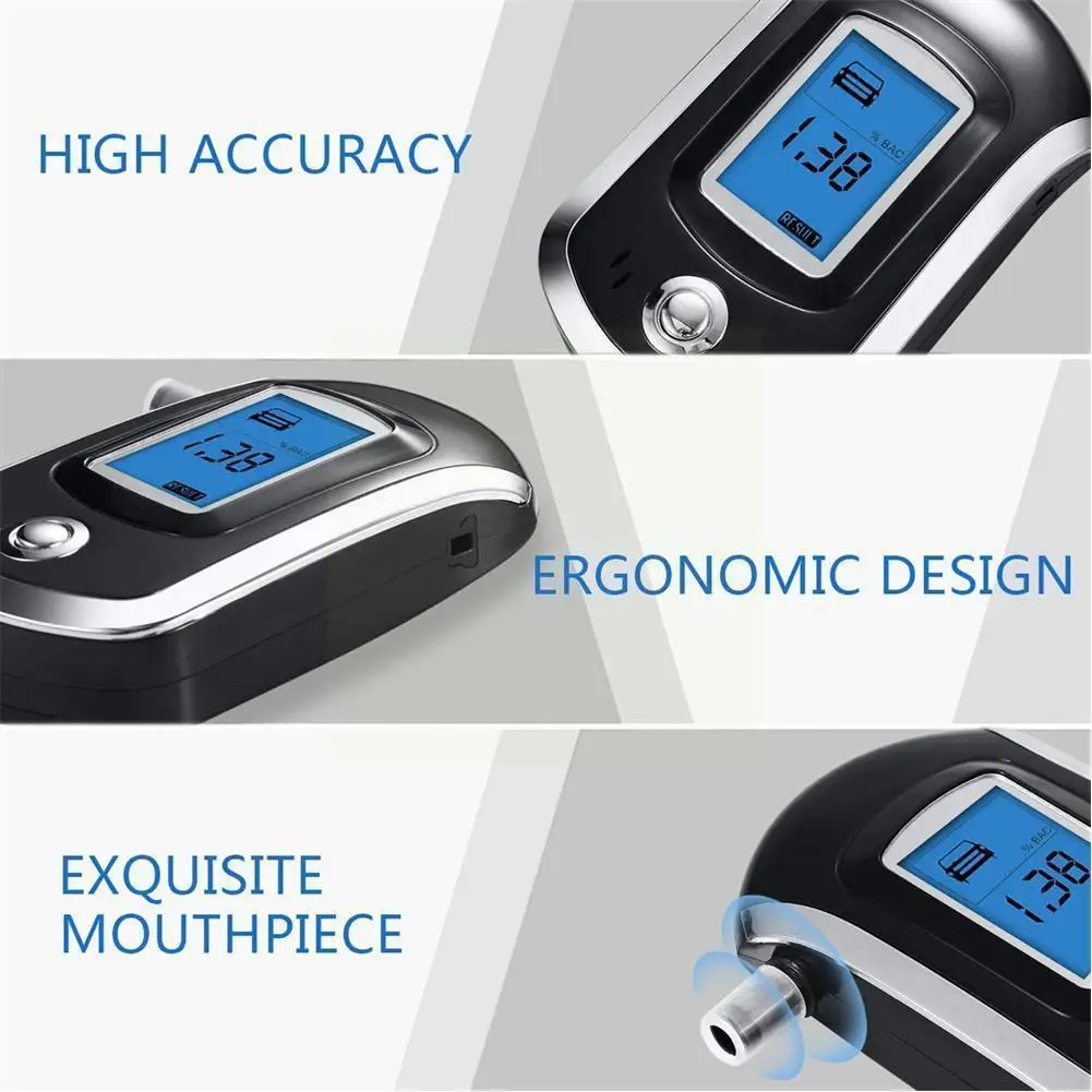 Digital Alcohol Tester Professional Breathalyzer Police Analyzer Mini Breath Blowing Alcotester Handheld LCD Display N8U5
Digital Alcohol Tester Professional Breathalyzer Police Analyzer Mini Breath Blowing Alcotester Handheld LCD Display N8U5