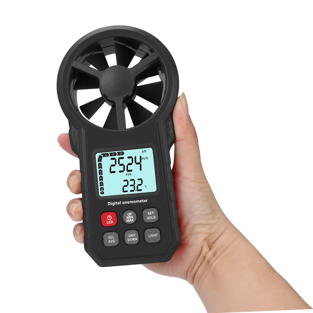 MT62 Black Handheld Digital Neutral Anemometer Can Measure Wind Speed and Temperature Wind Chill Digital Display Backlit LCD
MT62 Black Handheld Digital Neutral Anemometer Can Measure Wind Speed and Temperature Wind Chill Digital Display Backlit LCD