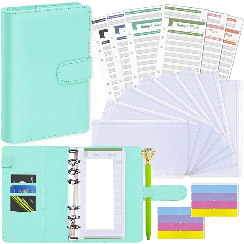 Notebook Cash Envelopes For Budgeting,A6 PU Budget Binder, For Cash With Diamond Pen Clear Zippered Pockets Expense
Notebook Cash Envelopes For Budgeting,A6 PU Budget Binder, For Cash With Diamond Pen Clear Zippered Pockets Expense