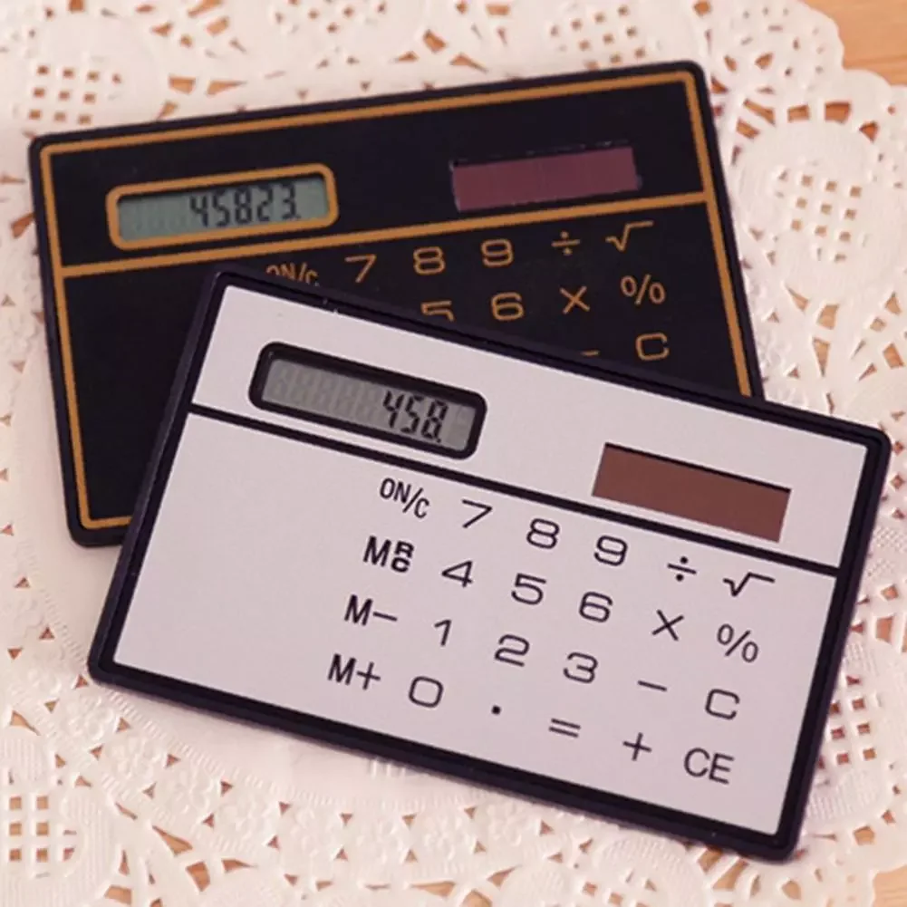 

Pocket Solar Powered Slim Credit Card Sized 8 Digit Home Office Mini Calculator