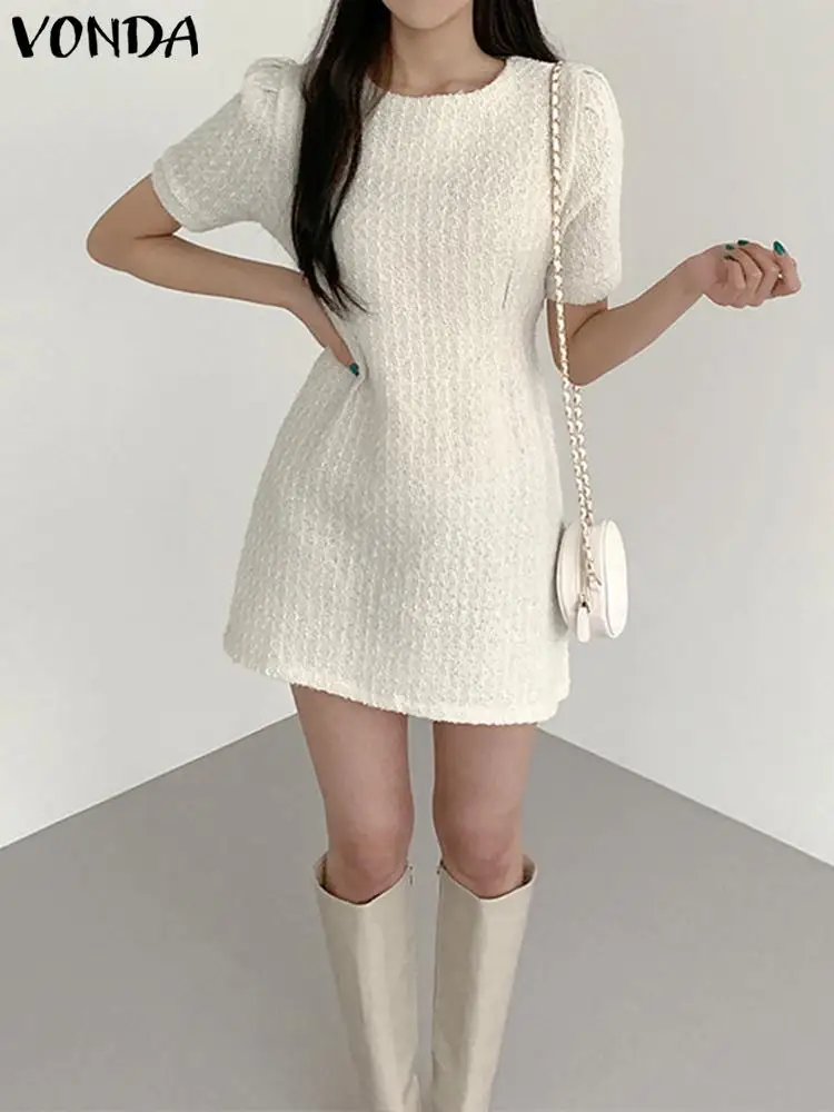 VONDA Elegant Mini Party Dress Women Sexy O-Neck Short Puff Sleeve Sundress 2023 Summer Sundress Solid Color Casual Holiday Robe
VONDA Elegant Mini Party Dress Women Sexy O-Neck Short Puff Sleeve Sundress 2023 Summer Sundress Solid Color Casual Holiday Robe