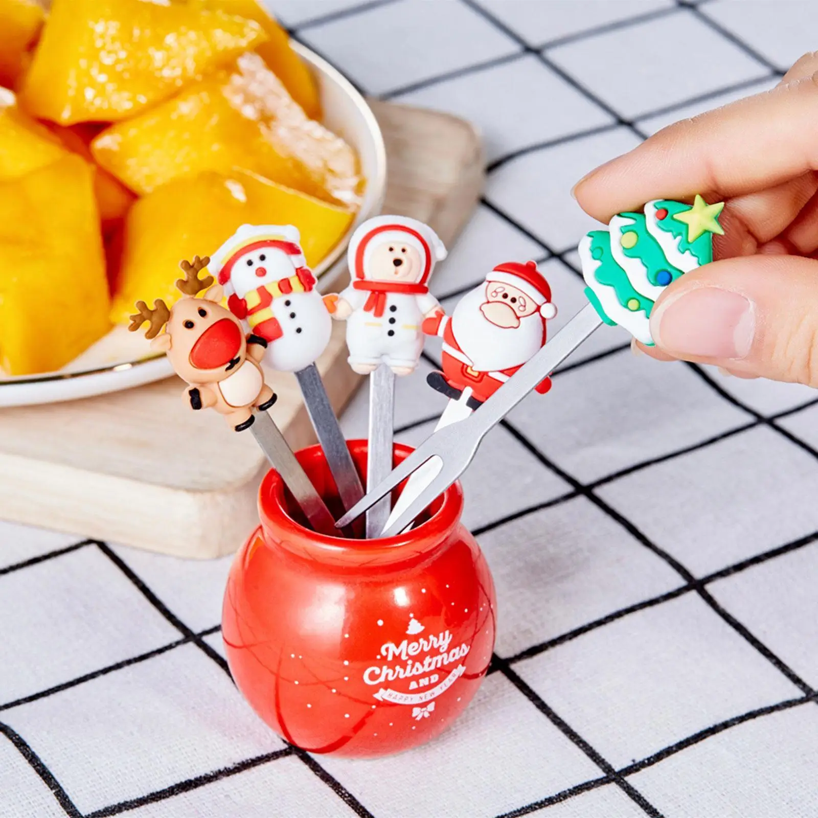 5pcs/Set Cute Christmas Tree Steel Dessert Fruit Forks With Holder Set Mini Salad Food Cutlery Dinnerware Accessories
5pcs/Set Cute Christmas Tree Steel Dessert Fruit Forks With Holder Set Mini Salad Food Cutlery Dinnerware Accessories