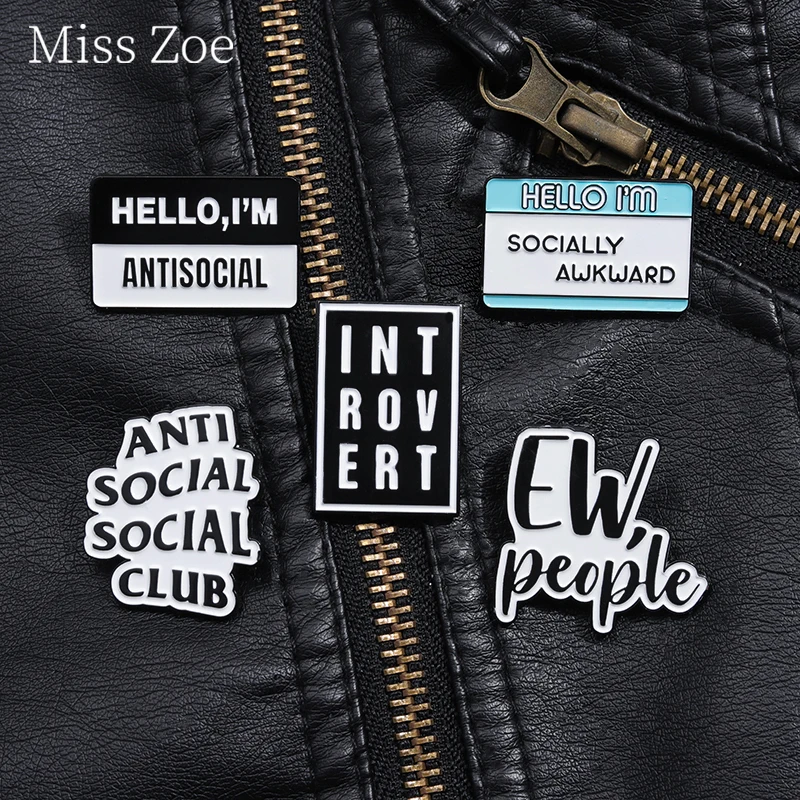 

Hello I'M Antisocial Socially Awkward Enamel Pin Custom Social Anxiety Club Brooches Lapel Badge Jewelry Gifts For Best Friend