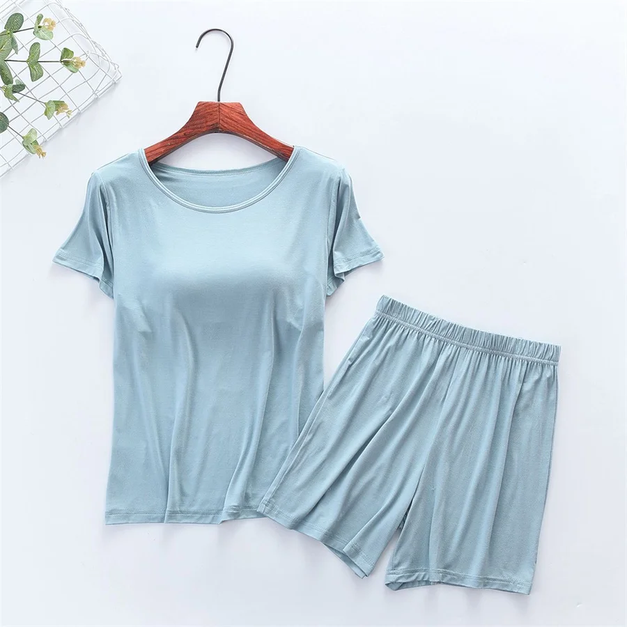 New Female Pajamas Set Sleepwear Spring Summer Modal Sleepwear Short Sleeve Shorts Pijamas Suit Loose Casual Home Clothes
New Female Pajamas Set Sleepwear Spring Summer Modal Sleepwear Short Sleeve Shorts Pijamas Suit Loose Casual Home Clothes