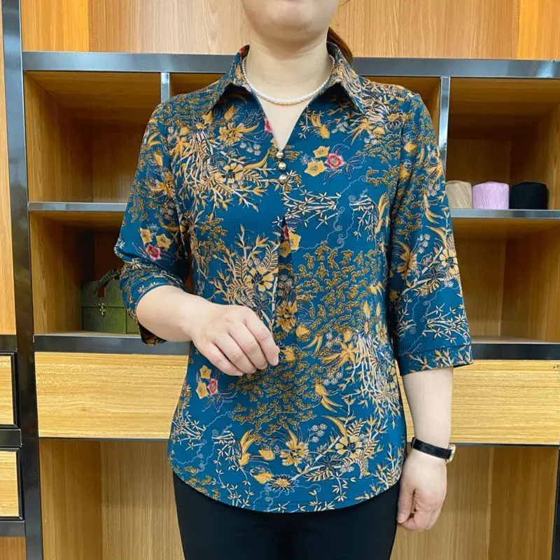 Elegant Vintage Women Casual T-Shirt Spring Summer Basic Loose Versatile Fashion Big Size 3/4 Sleeve Casual Pulover Floral Tops
Elegant Vintage Women Casual T-Shirt Spring Summer Basic Loose Versatile Fashion Big Size 3/4 Sleeve Casual Pulover Floral Tops