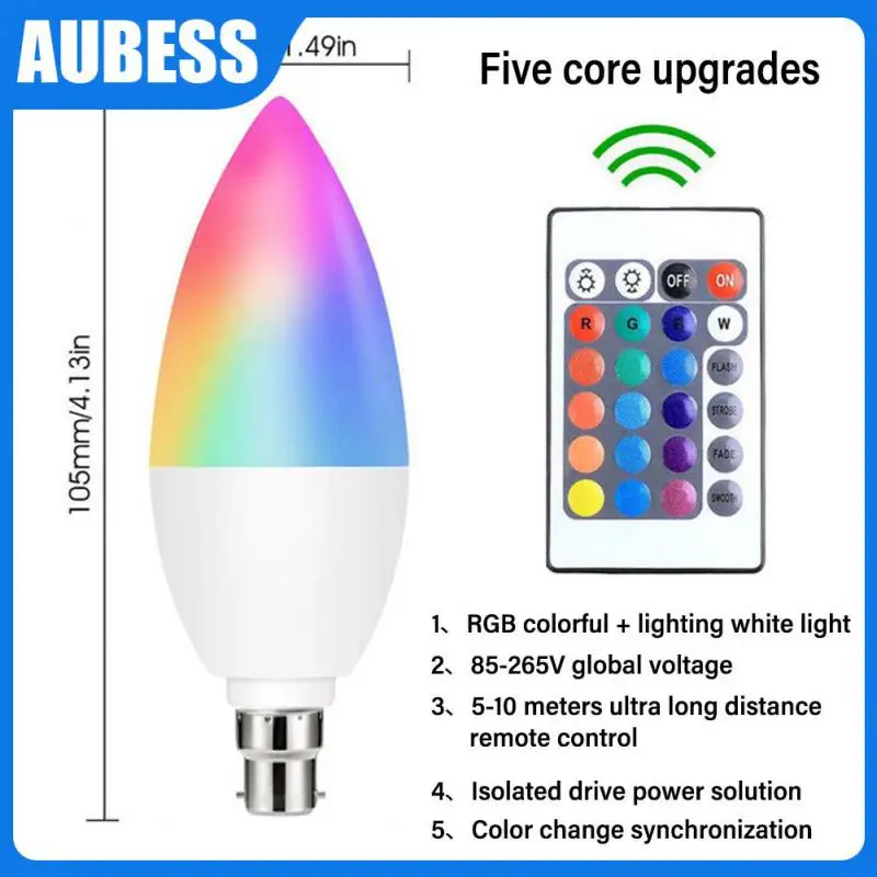 Remote Control Indoor Candle Light E12 E14 E26 E27 B22 6000k Rgbw Light Bulbs 3-5w Smart Home Dimmable Colors Led Bulb
Remote Control Indoor Candle Light E12 E14 E26 E27 B22 6000k Rgbw Light Bulbs 3-5w Smart Home Dimmable Colors Led Bulb