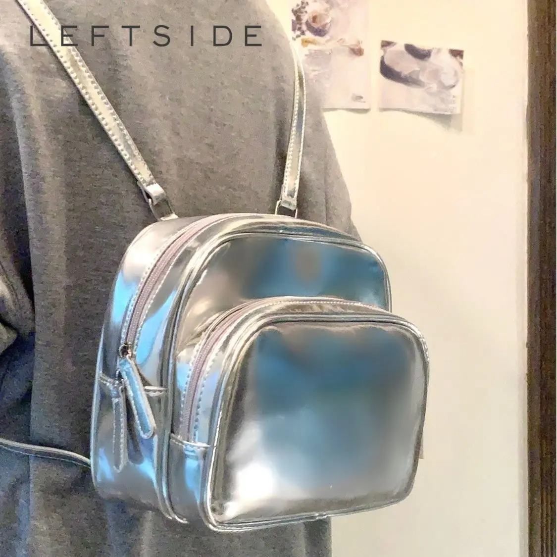 LEFTSIDE Silver Small PU Leather Backpacks for Women 2023 Y2k Korean Fashion Female Design Back Pack Students Travel Bags
LEFTSIDE Silver Small PU Leather Backpacks for Women 2023 Y2k Korean Fashion Female Design Back Pack Students Travel Bags