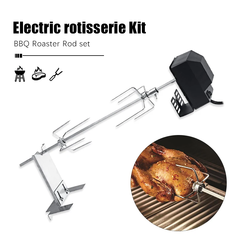 

Electric BBQ Grill Automatic Grill Rotisserie Kit Motor Bracket Set Charcoal Barbecue Outdoor Roaster Spit Camping Cooking Tool