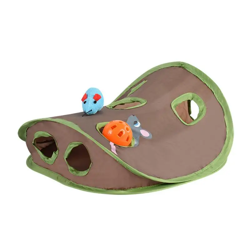 

Cute Pet Cat Interactive Hide Seek Game 9 Holes Tunnel Mouse Hunt Intelligence Toy Cats Pets Hole Kitten Foldable Toys