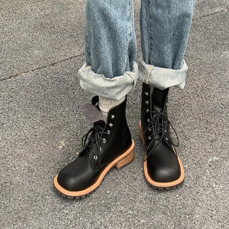 Women Ankle Boots Ladies Solid Waterproof Short Boots PU Leather Lace-up Square Toe Female Concise Shoes Fashion 2022 New
Women Ankle Boots Ladies Solid Waterproof Short Boots PU Leather Lace-up Square Toe Female Concise Shoes Fashion 2022 New