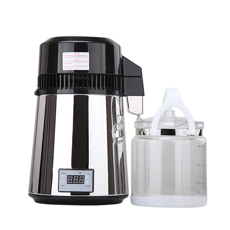 

800W Digital Control Distilling Machine 1.1Gal/4L Glass Container Stainless Steel Distilled Water Purifier Filter