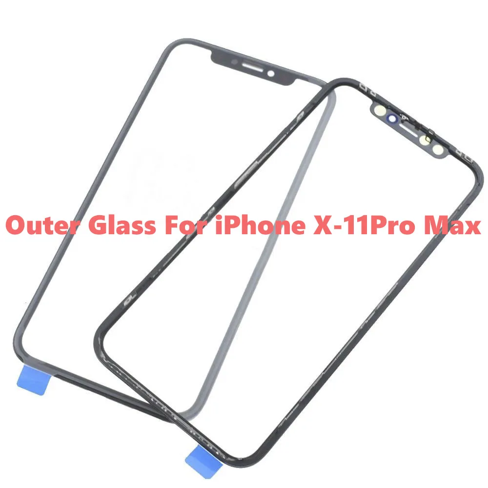 1set Front Screen Outer Glass OCA Frame Bezel For iPhone X XS Max Xr LCD External Lens for iphone 11 pro Replacement glue - купить по