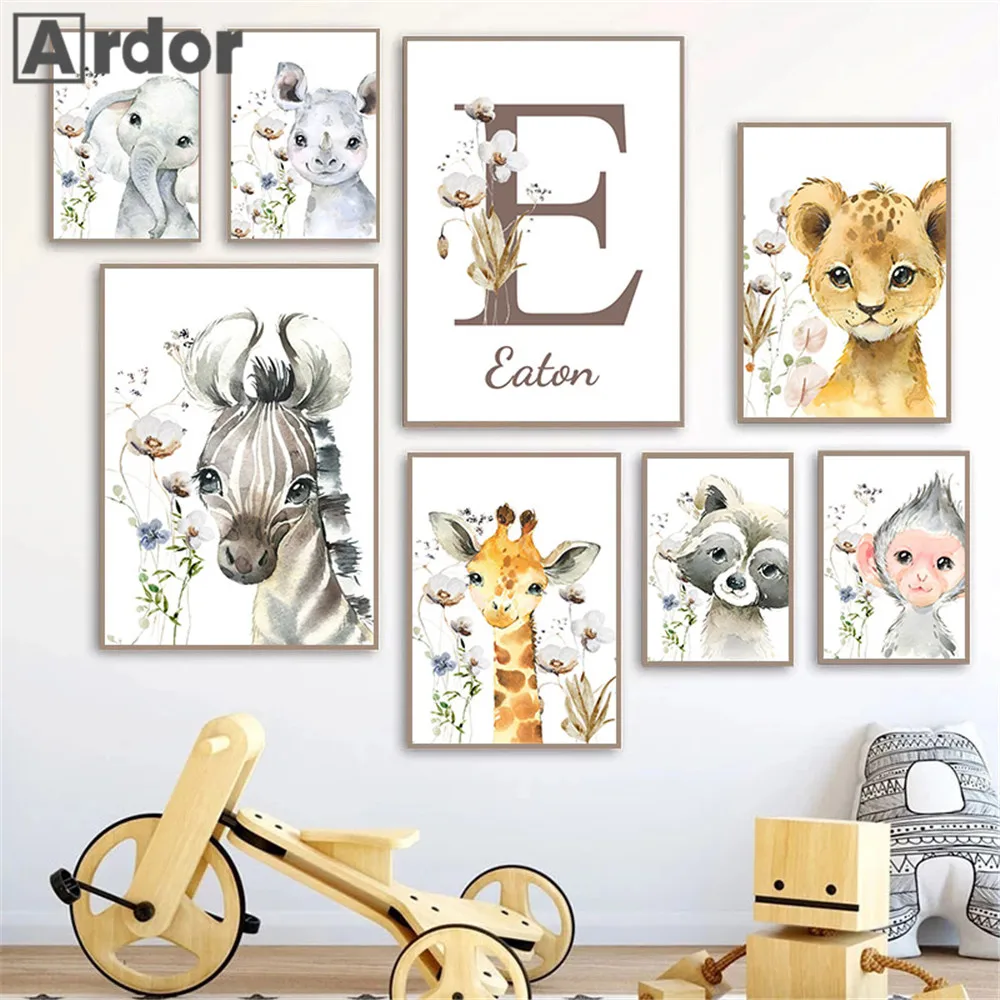 Lion Giraffe Zebra Wall Poster Custom Name Canvas Painting Print Nursery Posters Flower Wall Art Nordic Picture Baby Room Decor
Lion Giraffe Zebra Wall Poster Custom Name Canvas Painting Print Nursery Posters Flower Wall Art Nordic Picture Baby Room Decor