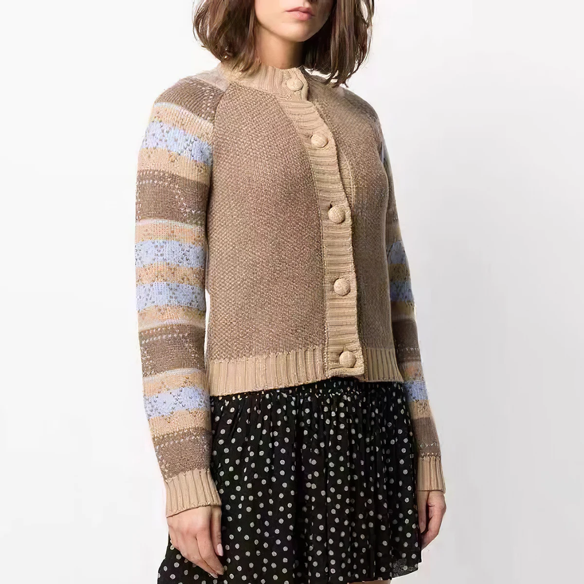 Color Patchwork Cardigans Woman Long Sleeve Round Neck Single Breasted Wool Sweaters Casual Vintage Sweater Tops 
Color Patchwork Cardigans Woman Long Sleeve Round Neck Single Breasted Wool Sweaters Casual Vintage Sweater Tops