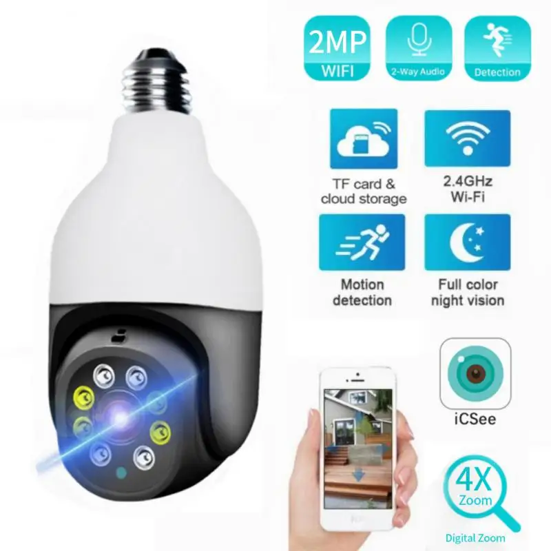 1080P 270 Rotate Security Camera Wireless Auto Tracking Panoramic Wifi Cam PTZ Remote Viewing Security E27 Bulb Interface IP Cam 
1080P 270 Rotate Security Camera Wireless Auto Tracking Panoramic Wifi Cam PTZ Remote Viewing Security E27 Bulb Interface IP Cam