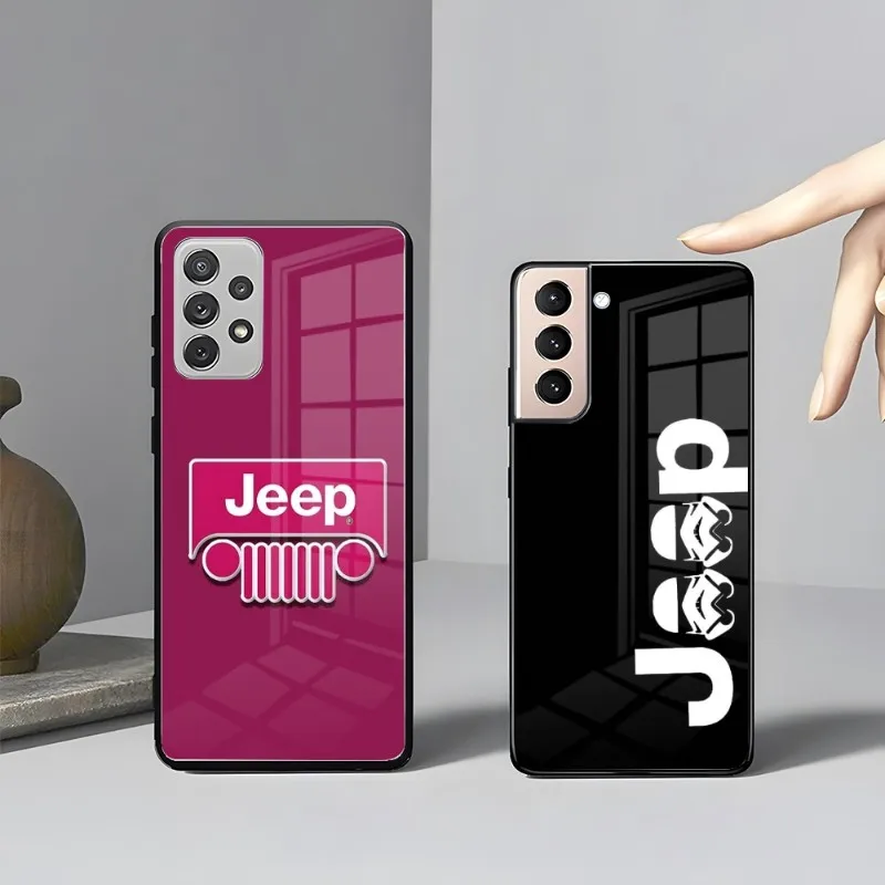 Чехол для телефона с камуфляжным логотипом спортивного автомобиля Jeep, Samsung S23, S21, S22, Ultra A 42, 32, 5G 52, 51, Note 20, S10, E Plus, S20, FE, S22 Pro, стекло