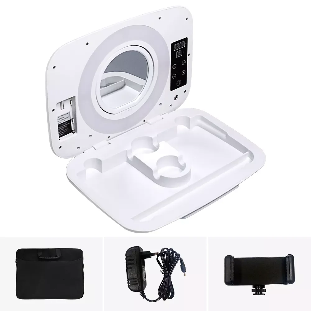 NEW IN AS-20 makeup box case ring lamp with handbag Dimmable 2800-9900K Warm & Cold ring light touch screen make up travel b
NEW IN AS-20 makeup box case ring lamp with handbag Dimmable 2800-9900K Warm & Cold ring light touch screen make up travel b