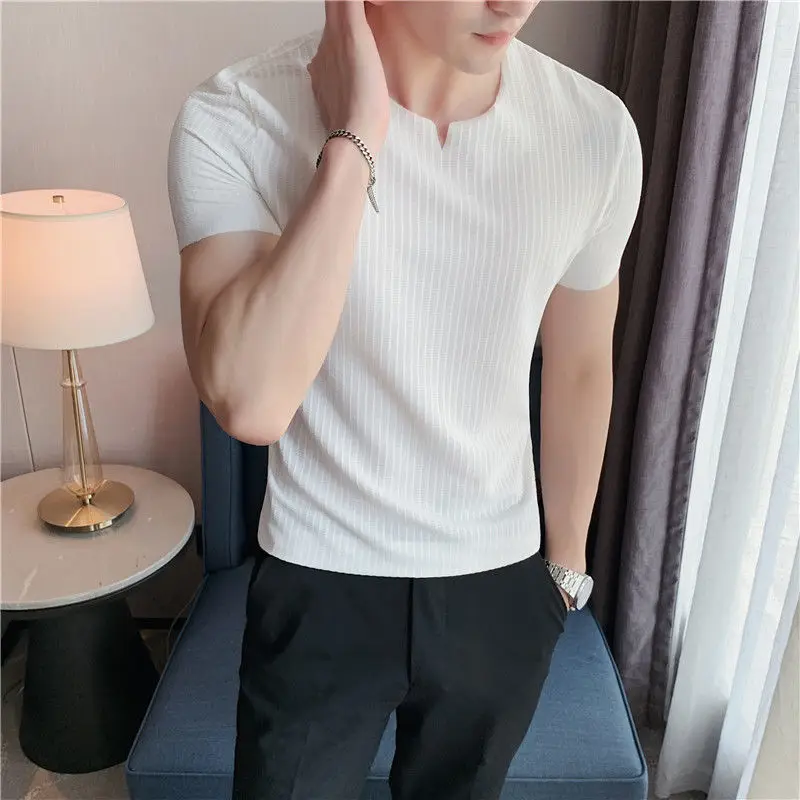 2022 Summer New Fashion Men's Thin Short Sleeve Ice Silk Solid Color T Shirt Men Slim O-neck Knitted Short Sleeve T Shirt R15 
2022 Summer New Fashion Men's Thin Short Sleeve Ice Silk Solid Color T Shirt Men Slim O-neck Knitted Short Sleeve T Shirt R15