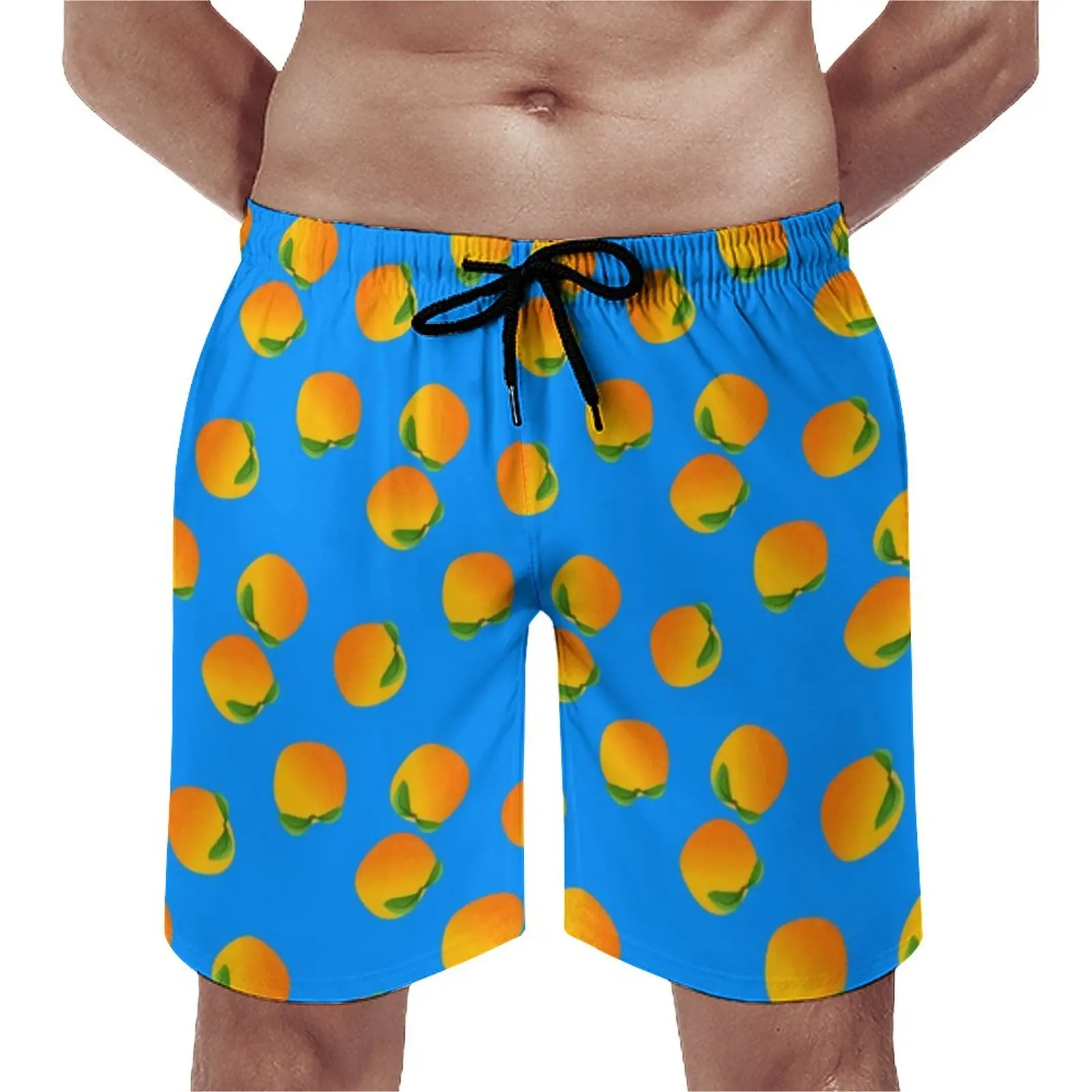 

Летние Пляжные Шорты Яркие апельсины, спортивные шорты для серфинга с принтом фруктов, забавные быстросохнущие плавательные трусы стандарта 3XL