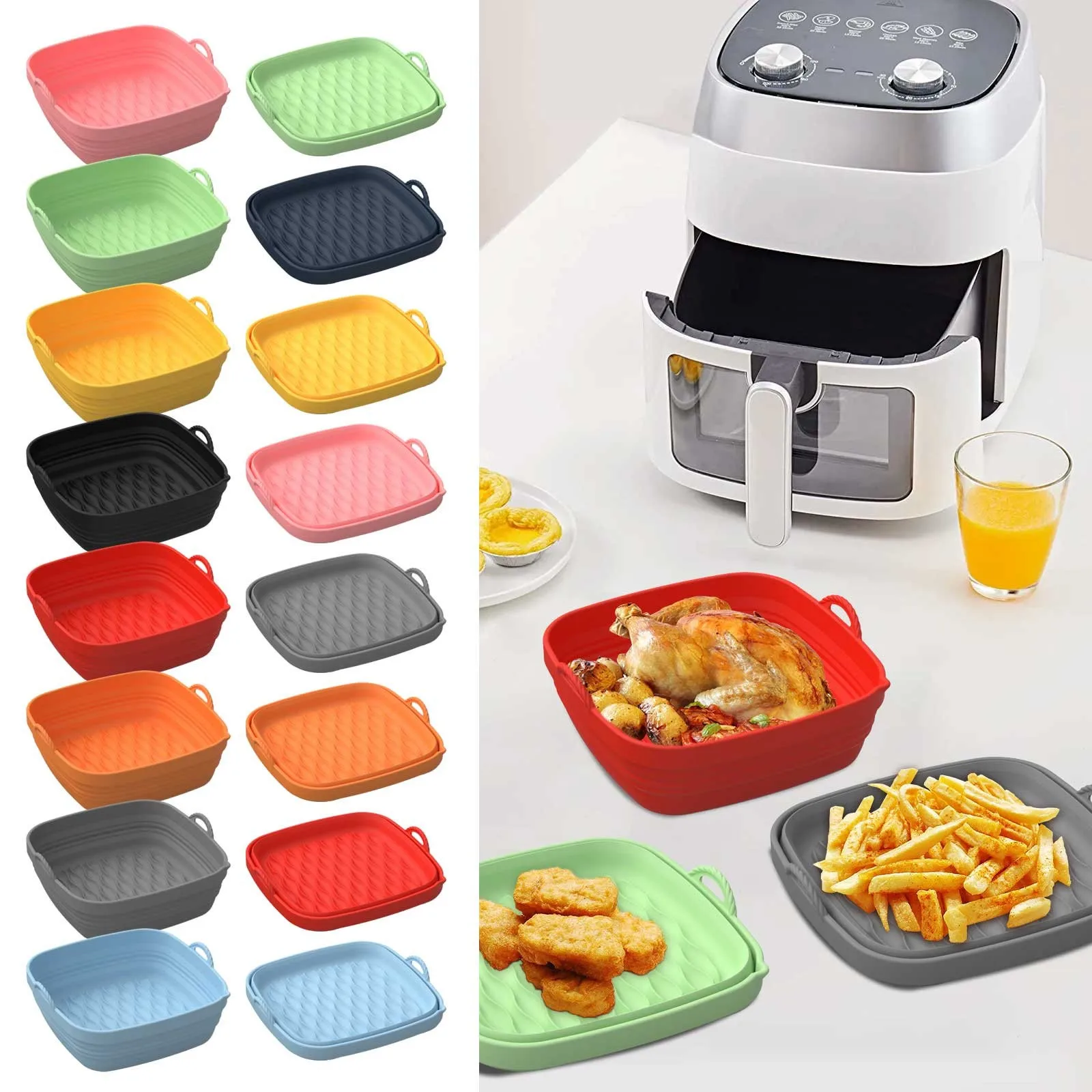 Square Dual Air Fryer Silicone Liners For Dual Air Fryer Basket Liners Reusable Silicone Pot Rectangular Air Fryer Accessories
Square Dual Air Fryer Silicone Liners For Dual Air Fryer Basket Liners Reusable Silicone Pot Rectangular Air Fryer Accessories